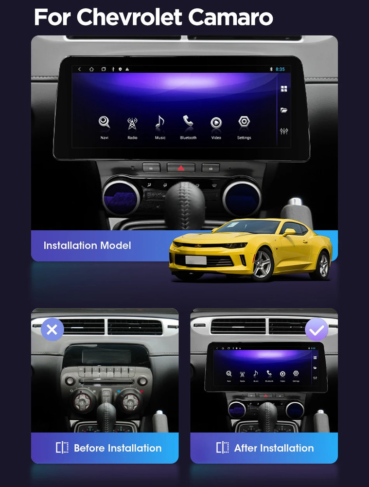 12.3”HD Car Radio GPS Navigation Android 6+128GB For Chevrolet Camaro 2010-2015