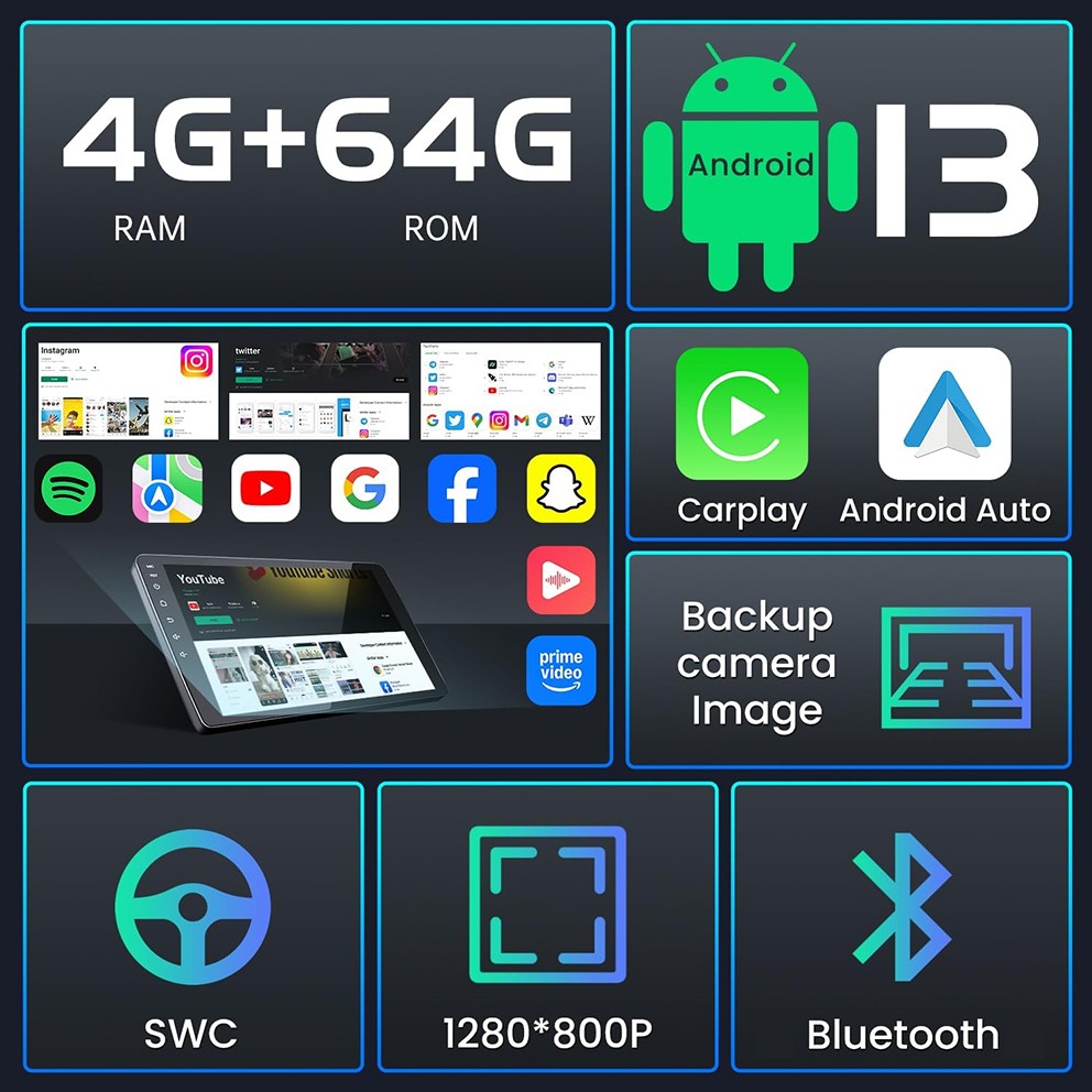 64G For 2007-2013 Toyota Tundra Sequoia 2008-2018 Android13 Car Stereo GPS Radio