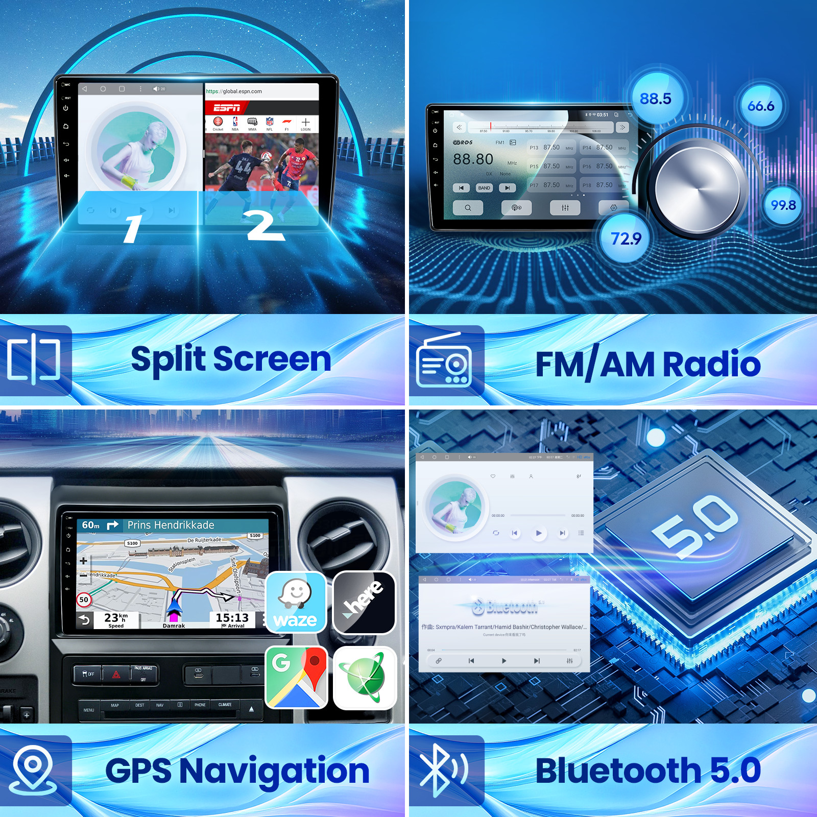 9″ Android 13 Car Radio Stereo Screen Carplay Navi GPS For Ford F150 2009-2012