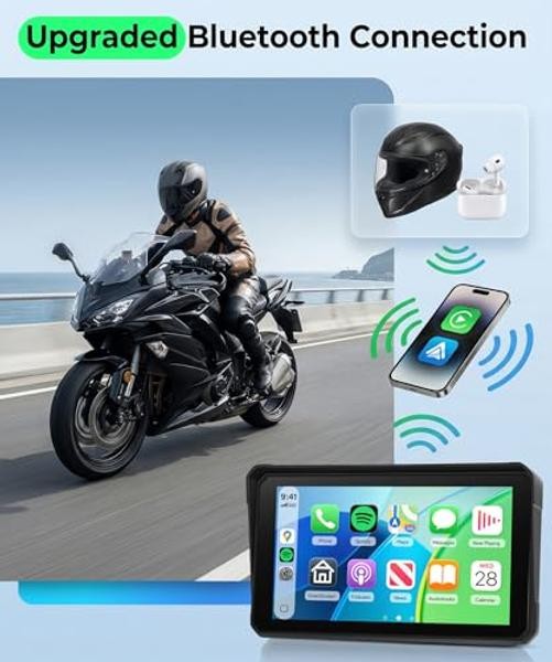 6 Inch Motorcycle Wirelsss Carplay Screen, Portable Touchscreen 6 inch