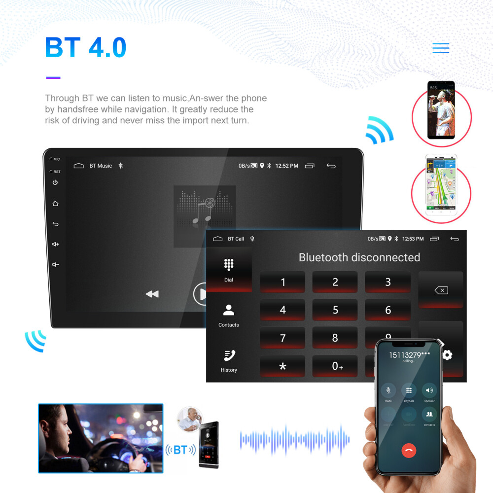 4G+64G Android 13.0 CarPlay Car Stereo Radio 10.1″ Double 2 Din GPS Navi +Camera