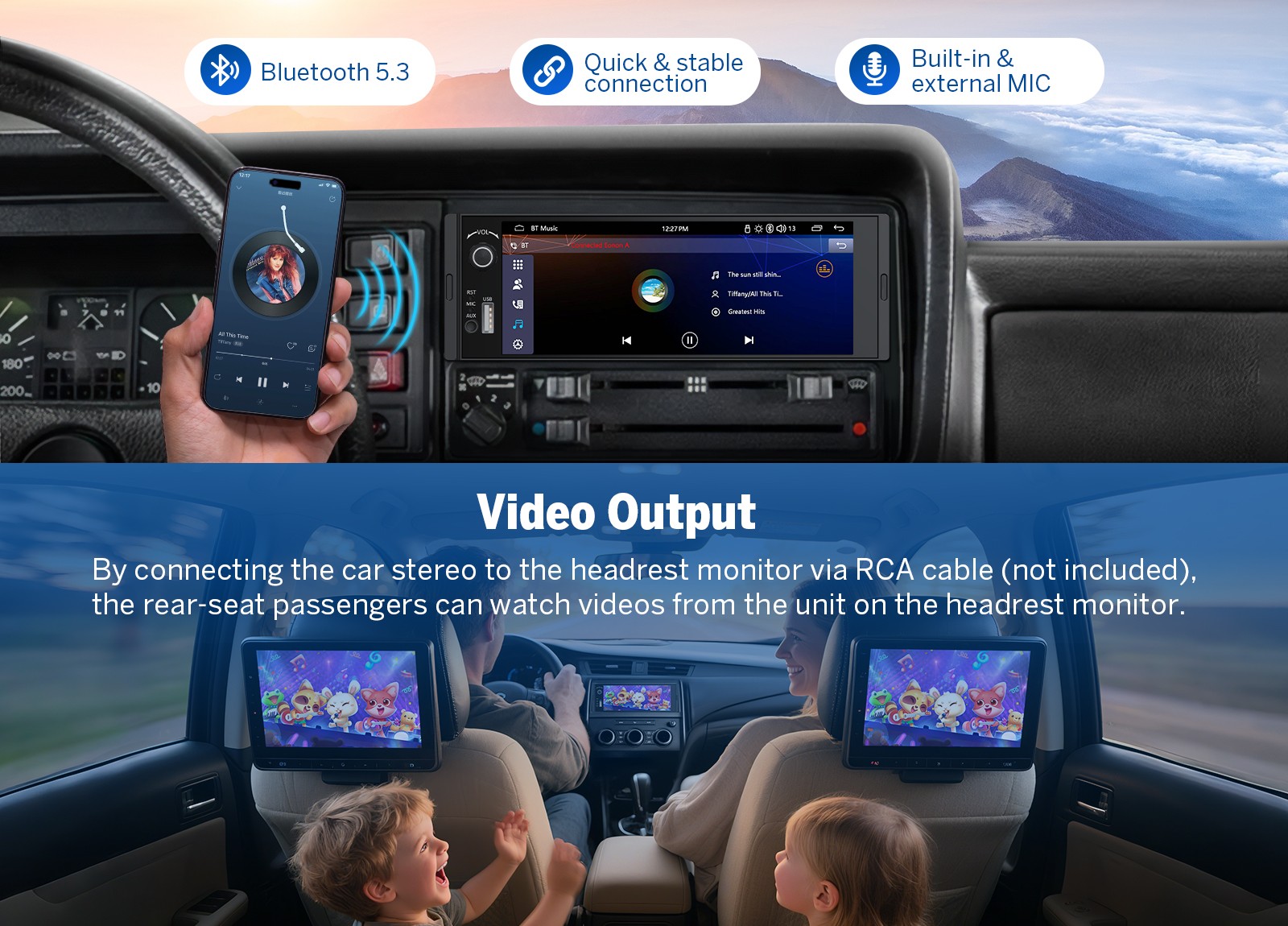 Eonon 9.33in Portable Car Stereo w/ CarPlay Voice Control Multimedia Player DVR