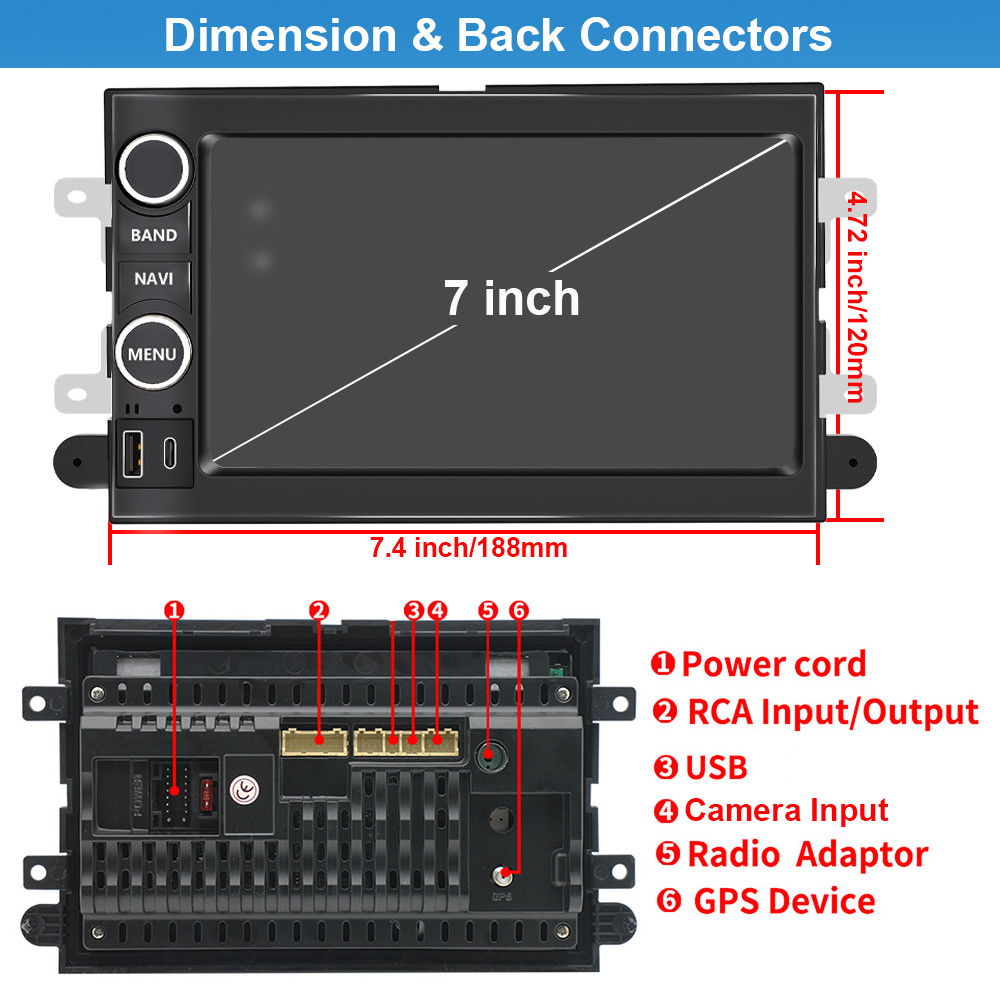 10.1″ Rotatable Screen Car Radio Stereo Carplay For 2006-2010 Ford Edge Explorer