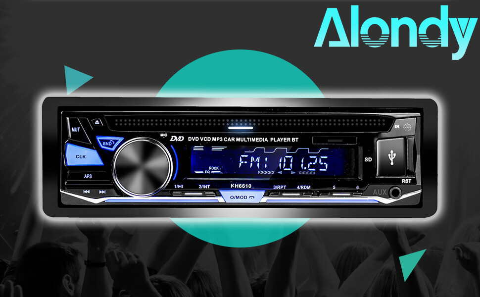 Single Din Car Stereo CDDVD Player Bluetooth FM/AM/RDS Radio USB SD AUX Receiver