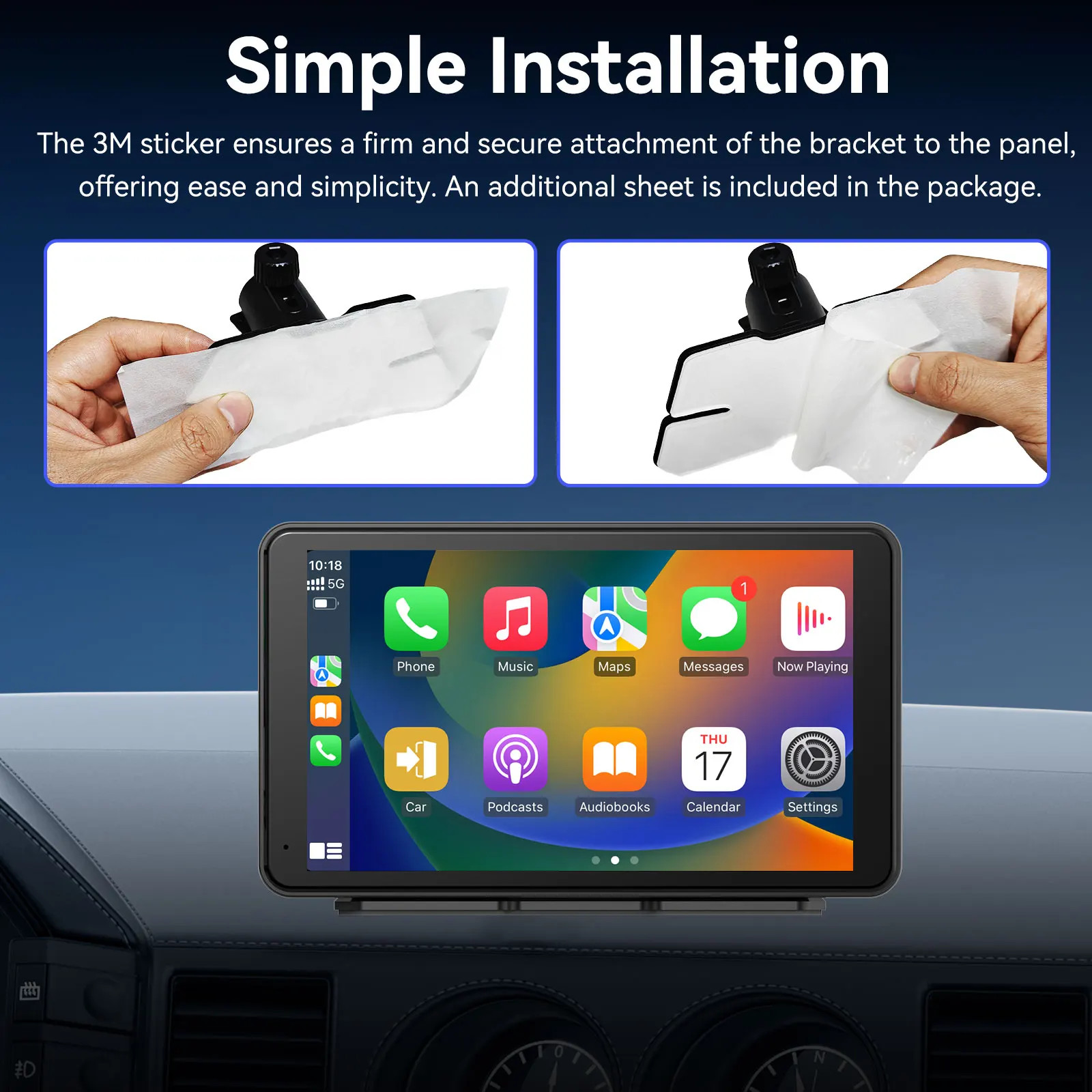 7″ HD Touch Screen Car Audio Receiver Wireless CarPlay Android Auto Display