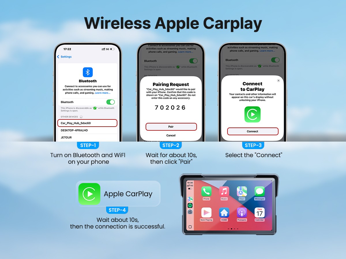 Motorcycle Carplay GPS Navigation Wireless CarPlay & Android Auto Motorbike