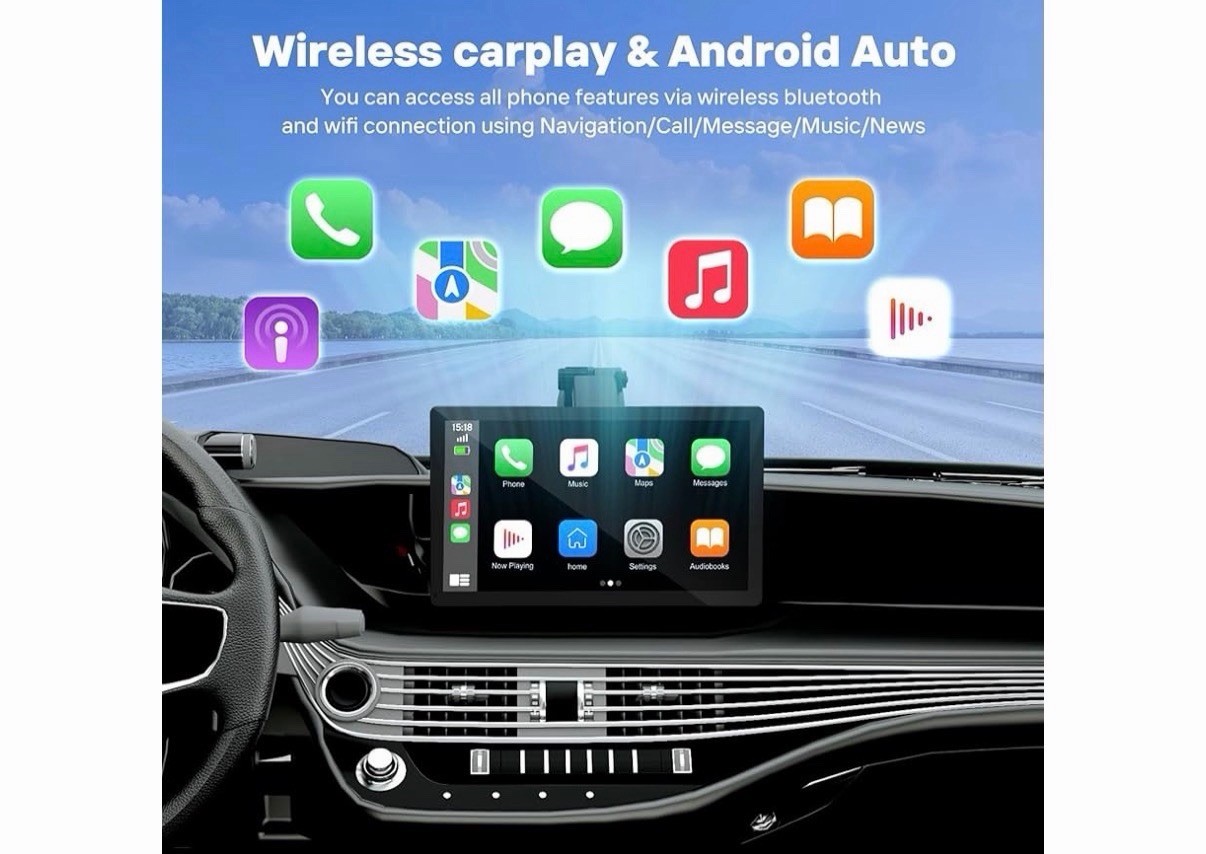 Q9S Wireless 9” Smartscreen Stereo CarPlay Android Auto Bluetooth Car Display