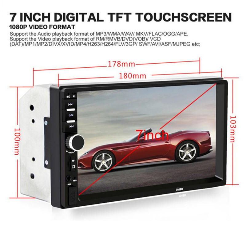 7.0″ 2DIN Car Suv MP5 MP3 Player Bluetooth USB FM Stereo Radio Rear View Camera