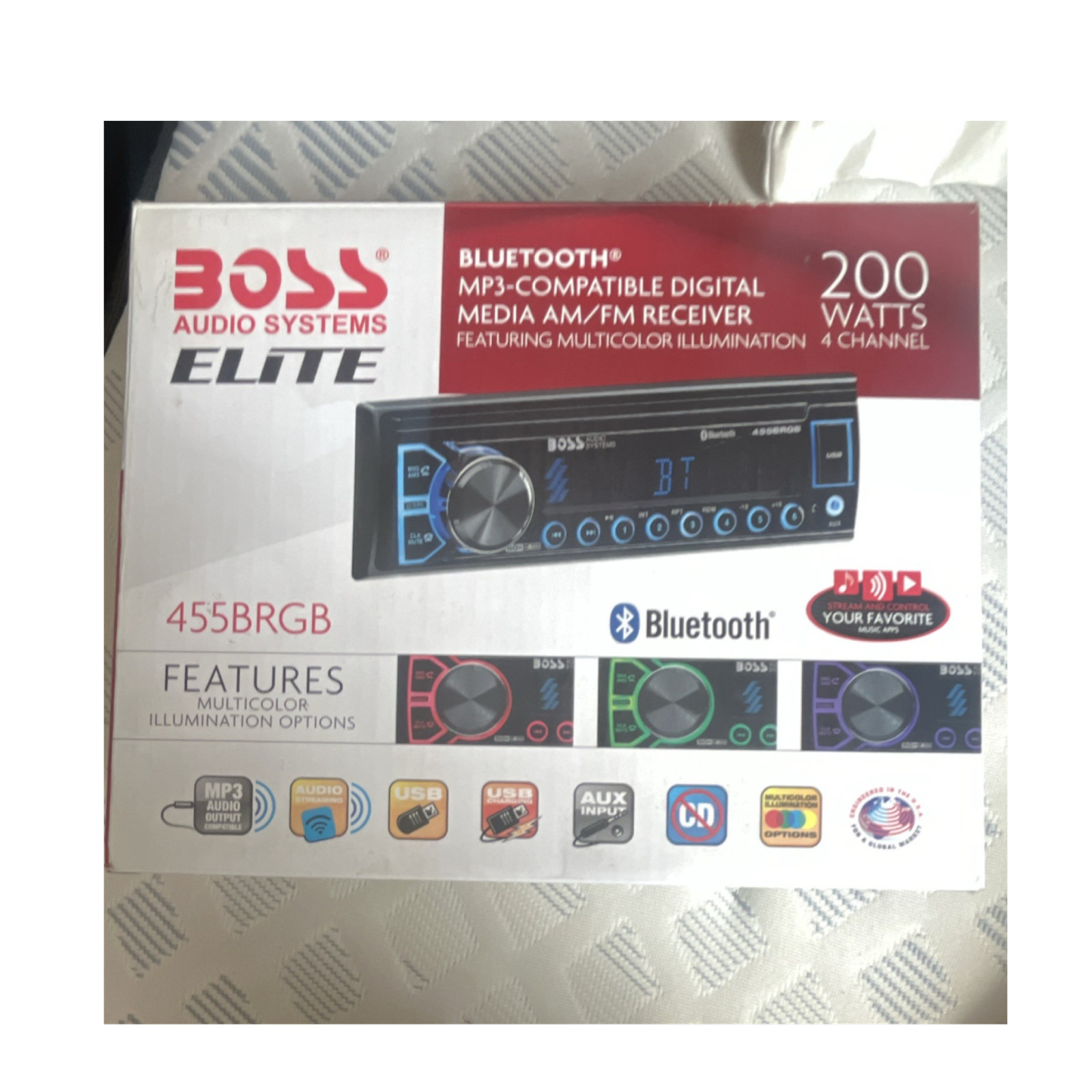 BOSS Audio Systems Elite 455BRGB 1 DIN Bluetooth USB/Aux AM/FM Multicolor