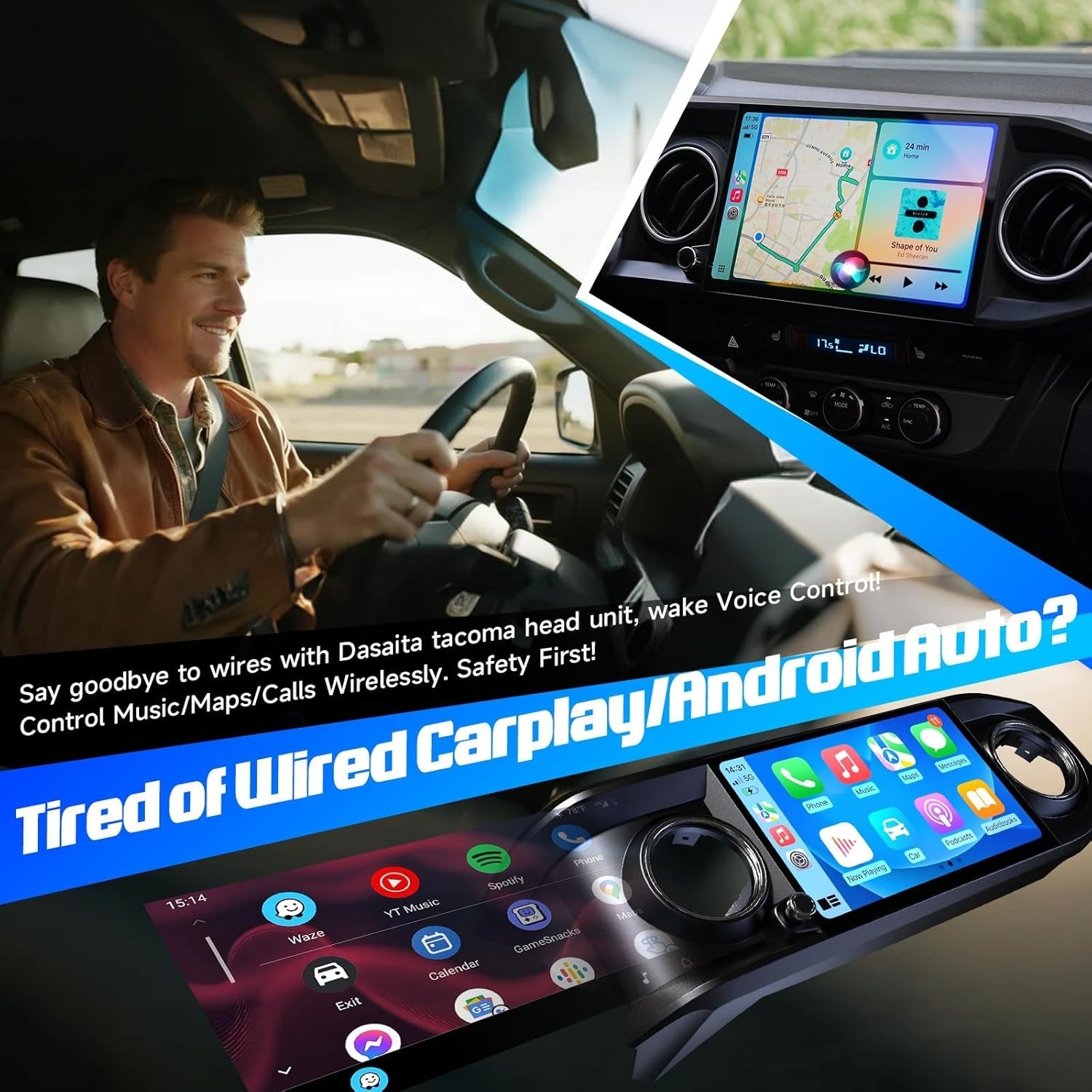 Dasaita Car Head Unit Android Auto 4G LTE GPS for Toyota Tacoma 2016-2023 Navi