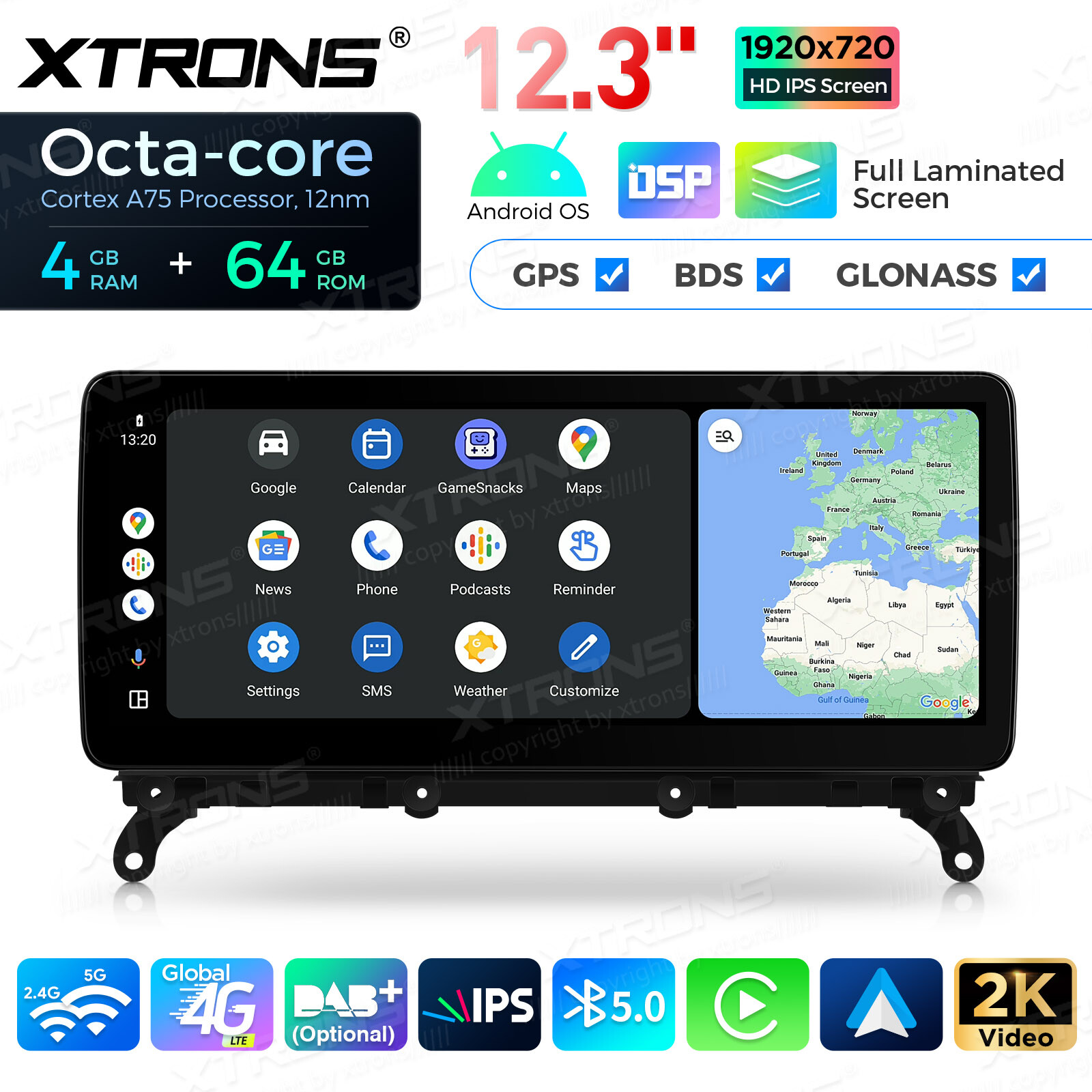 12.3″ Android 13 8-Core 4+64GB Car Stereo GPS Navi DSP For BMW X3 F25 X4 F26 EVO
