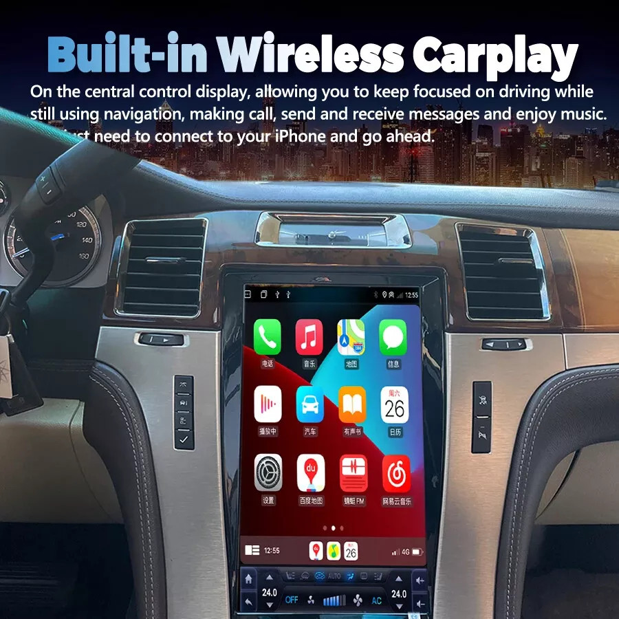 64GB 13.6″ Screen DVD Player GPS Navi Stereo Smart Radio For Cadillac Escalade