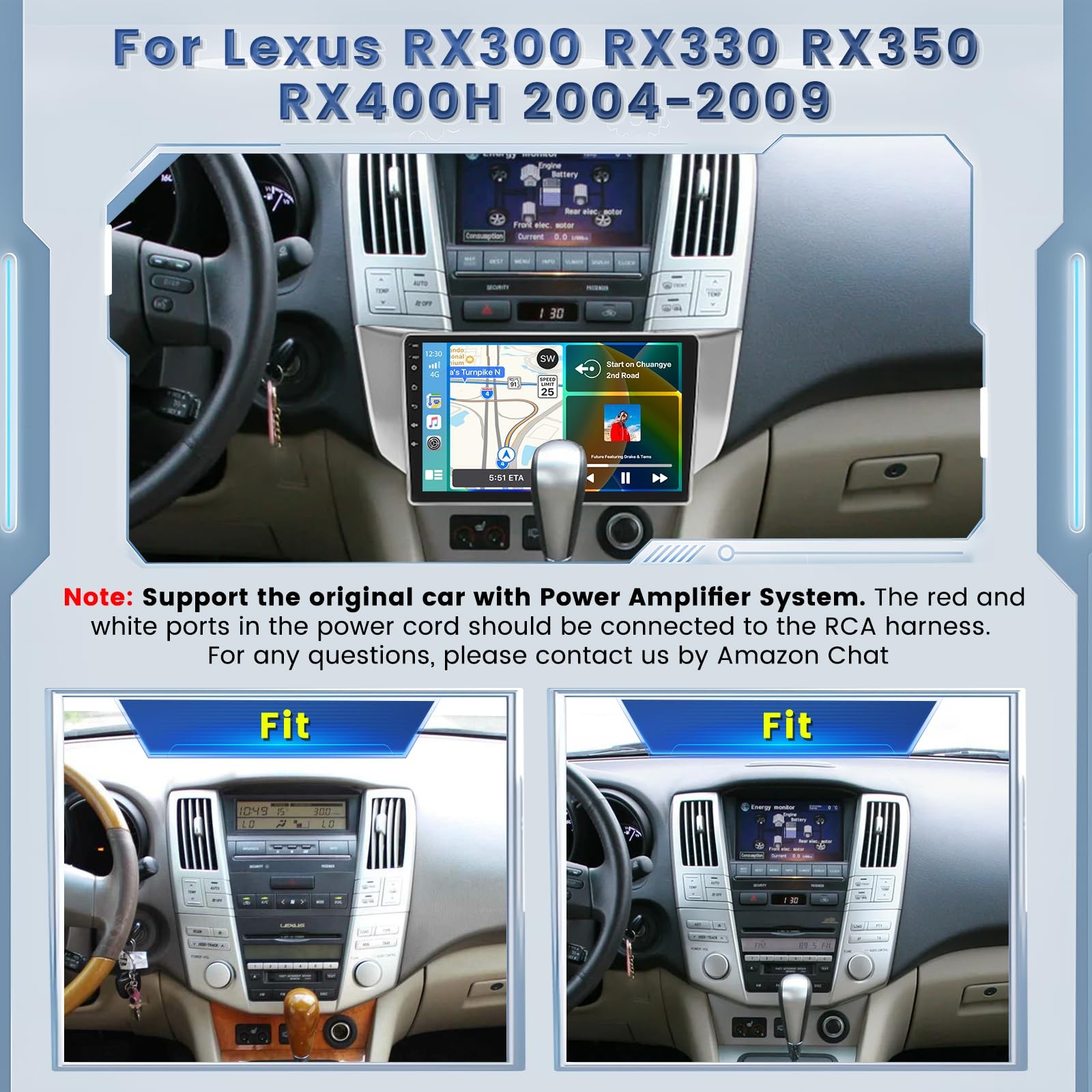 Roinvou Upgrade Hifi Car Stereo Radio For Lexus Rx300 Rx330 Rx350 Rx400H