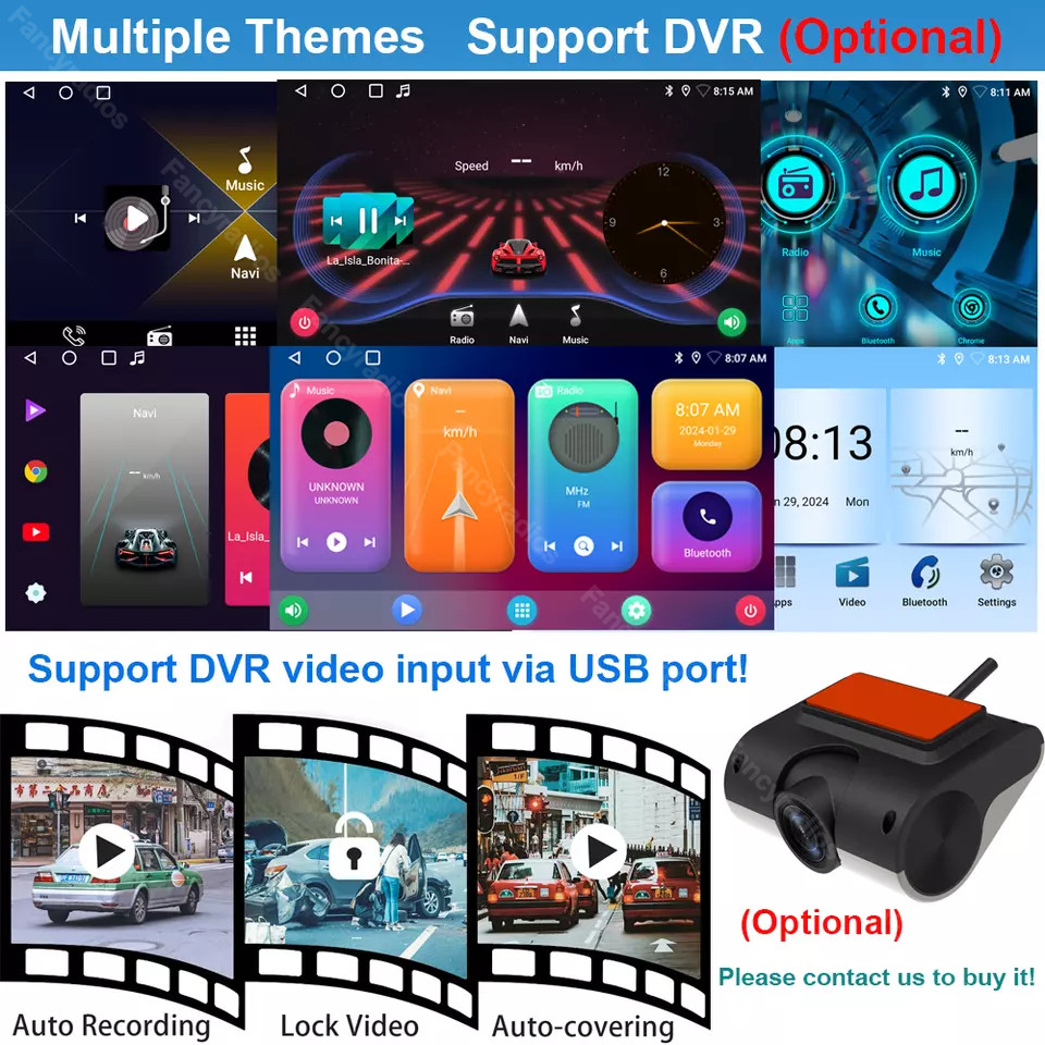 2 DIN Android 13 Apple CarPlay GPS WiFi Car Stereo 10.1” Rotatable Screen Radio