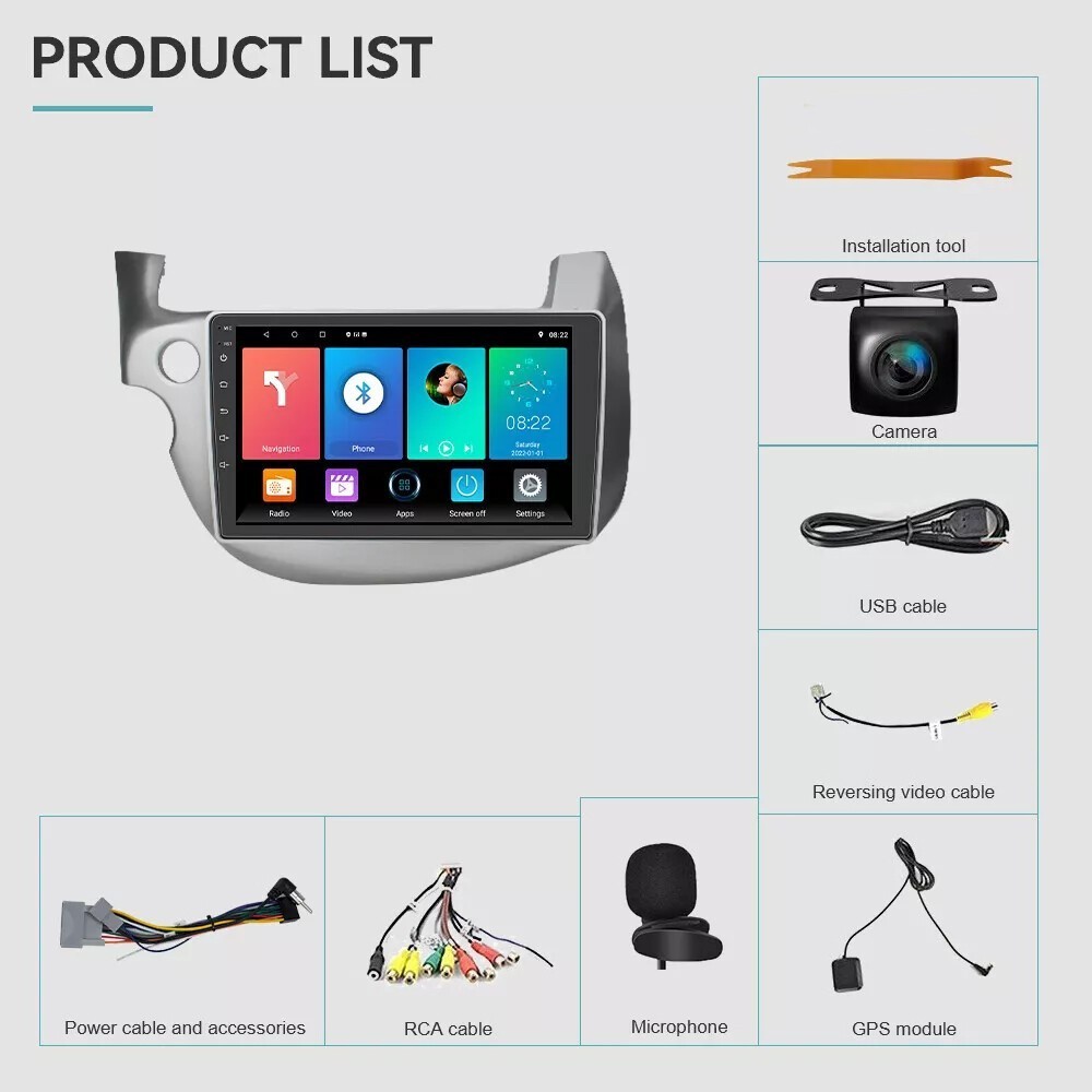 Radio Carplay For 2008-2013 Honda Fit Stereo 4+64G 10in Backup Cam Back Camera