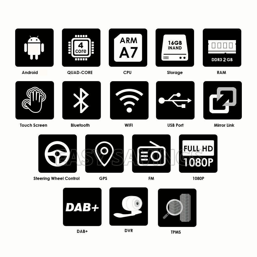 Rotatable Car Stereo Radio 10.1″ Android 11.0 Double 2DIN Touch Screen GPS Wifi