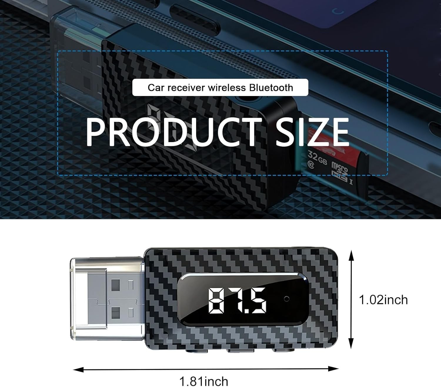 Bluetooth 5.3 USB Receiver 3.5mm AUX Audio Adapter Car Stereo