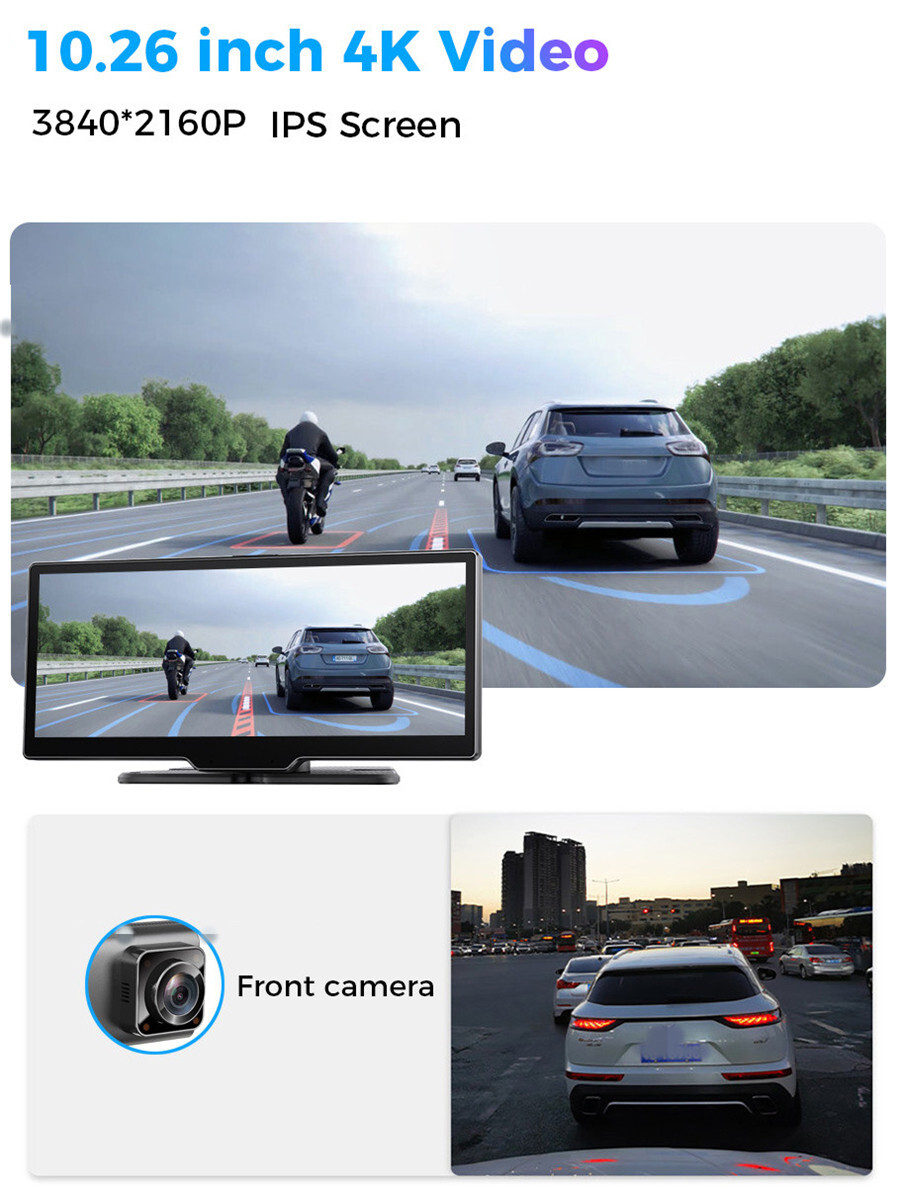 2.5D10.26in Car Dash Cam Auto Bluetooth DVR Video Recorder Dashboard APP Control
