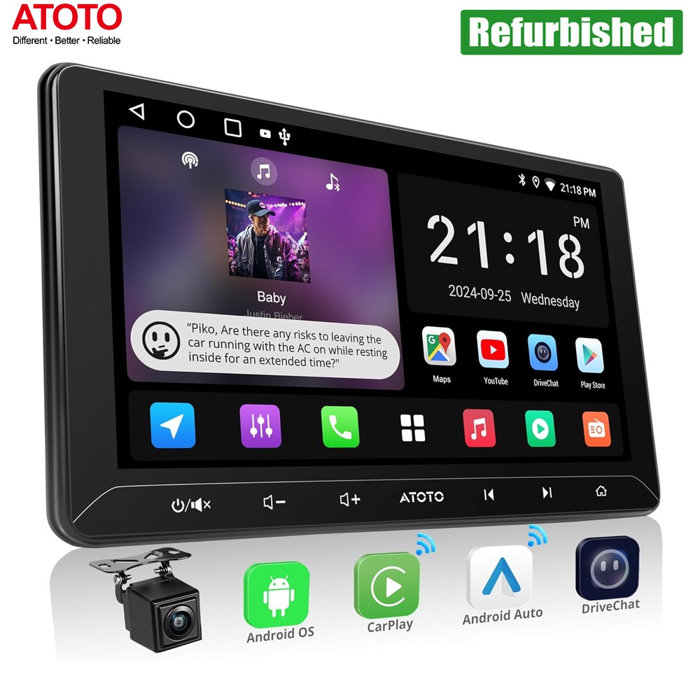 ATOTO Android 10.1 Car Stereo Work with Wireless CarPlay Android Auto+Backup CAM