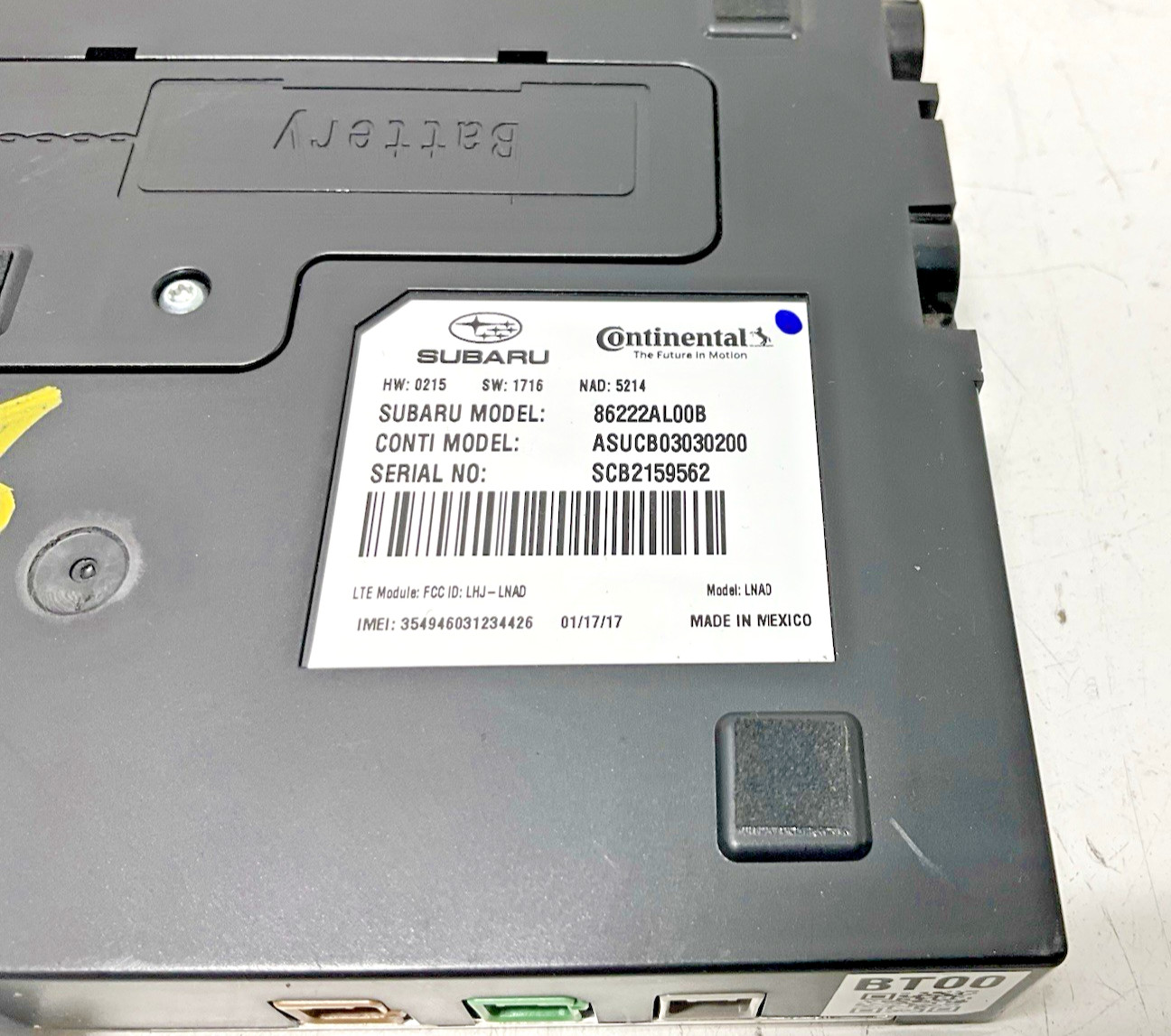2017 Subaru Outback Legacy Telematics Bluetooth Control Module 86222AL00B OEM
