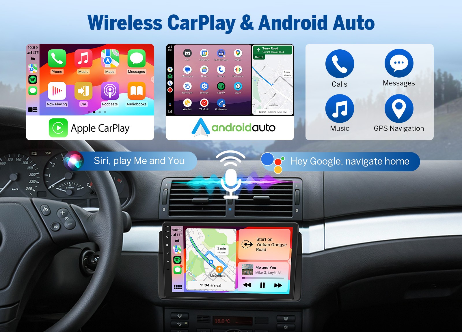 Eonon E46X7 9″ IPS Android 14 for BMW E46 Car Stereo Radio CarPlay GPS Bluetooth
