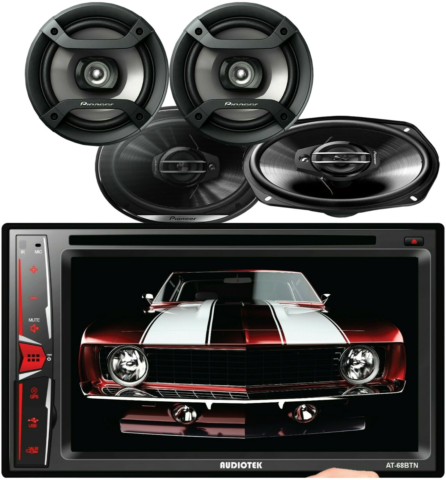 Audiotek 6.2″ Touch Screen Car Mirror Link + Pioneer 2x 6×9″ & 2x 6.5″ Speakers