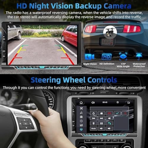 Double Din car Stereo with CD/DVD Player- CarPlay & Android Auto, Car Style A