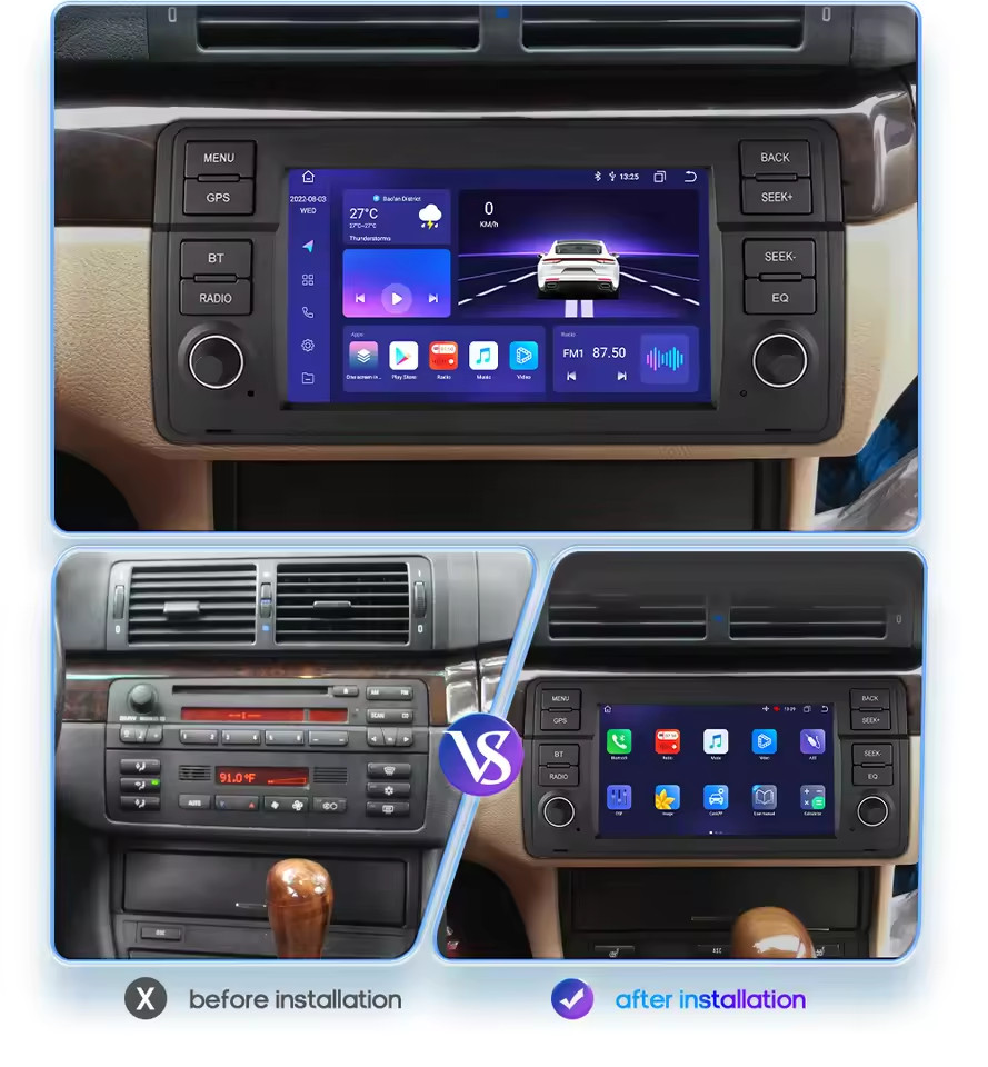 For BMW E46 M3 318/320/325/330/335 Carplay Car Radio Stereo Multimedia Android