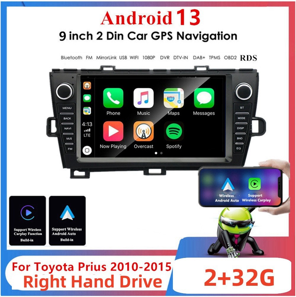 9In Car Touch Screen Player FM Radio USB WIFI Fit For Toyota Prius 2010-2015 RHD