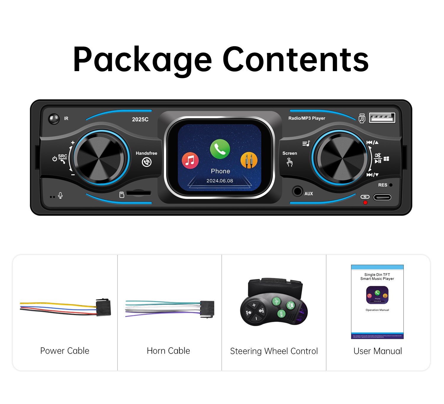 Single 1 Din Car Radio Stereo MP3 Player In-Dash USB/AUX/TF/Bluetooth Head Unit