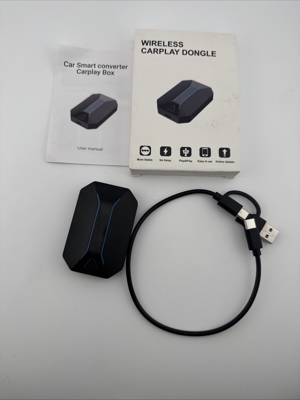 Wireless CarPlay Adapter for Cars 2015+ Compatible w/ iPhone USB – Open Box