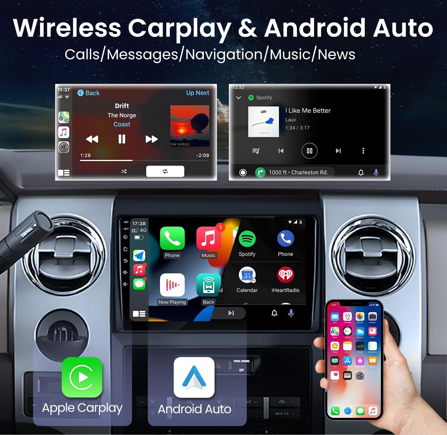 4+64G For 2009 2010 11 12 2013 Ford F150 Car Radio Auto GPS Carplay FM 1280*800