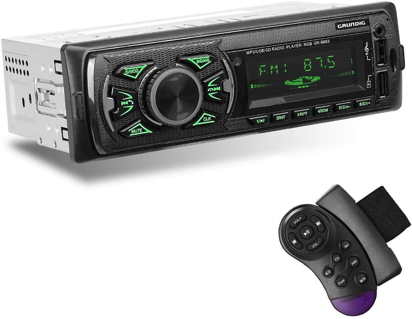 Grundig Automotive Fixed Panel MP3 Radio Player With FM/USB And Remote Control