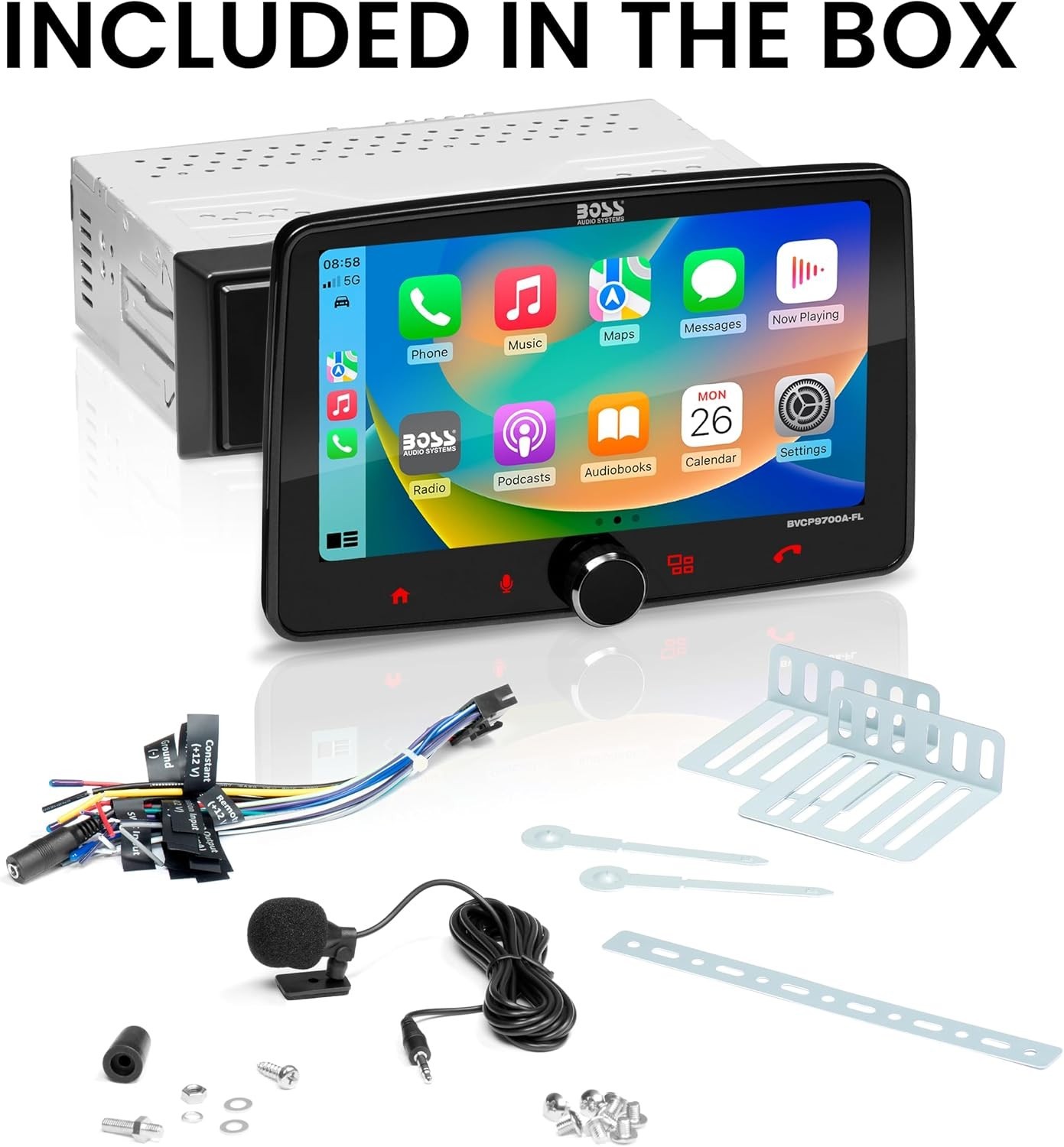 BVCP9700A-FL Single DIN Car Stereo Wireless Apple Carplay, Android Auto, 7 Inch