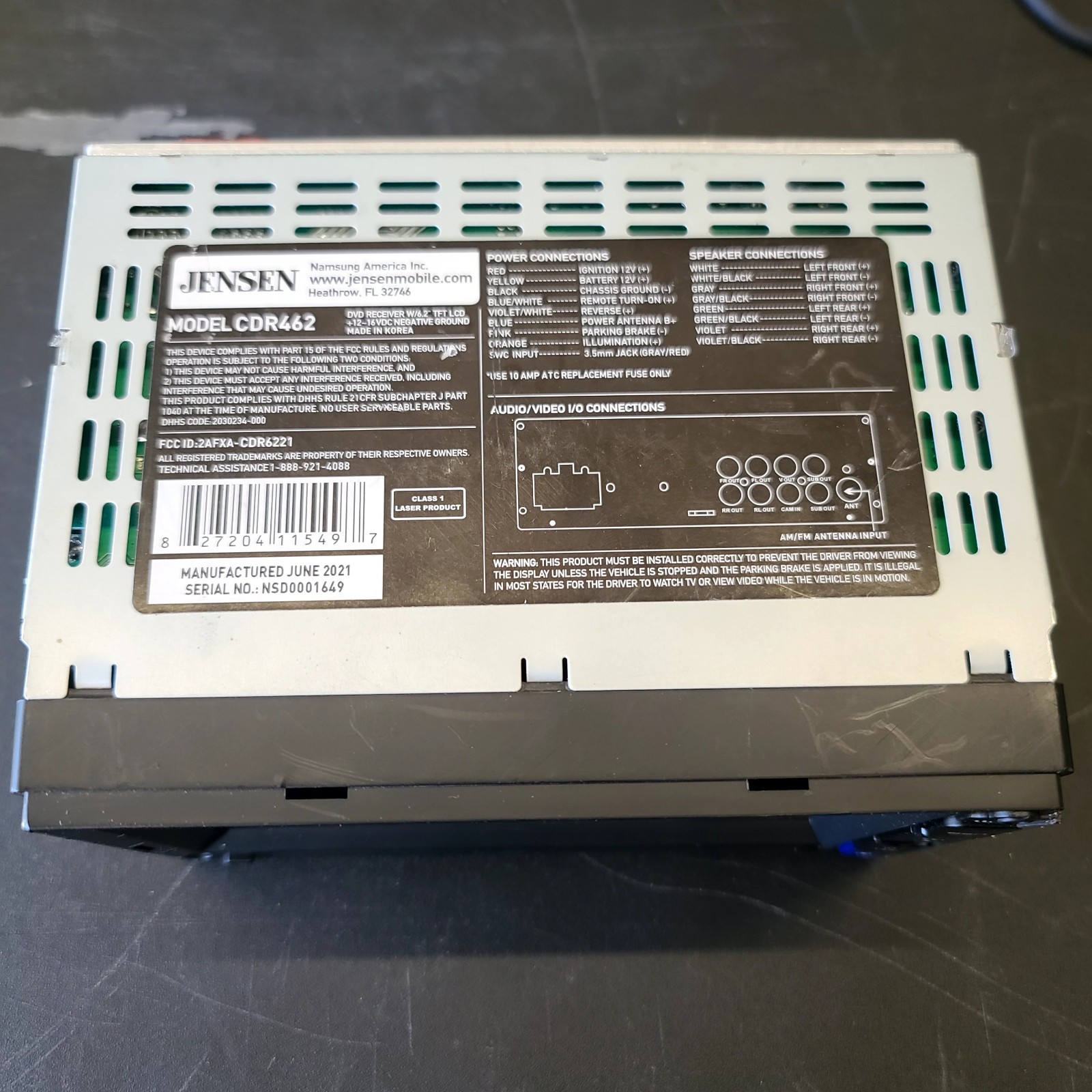 Jensen CDR462 DDIN RADIO For Parts