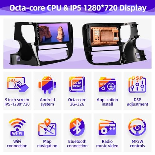for Outlander 2014-2019 Radio Compatible with Wireless Carplay Android Auto