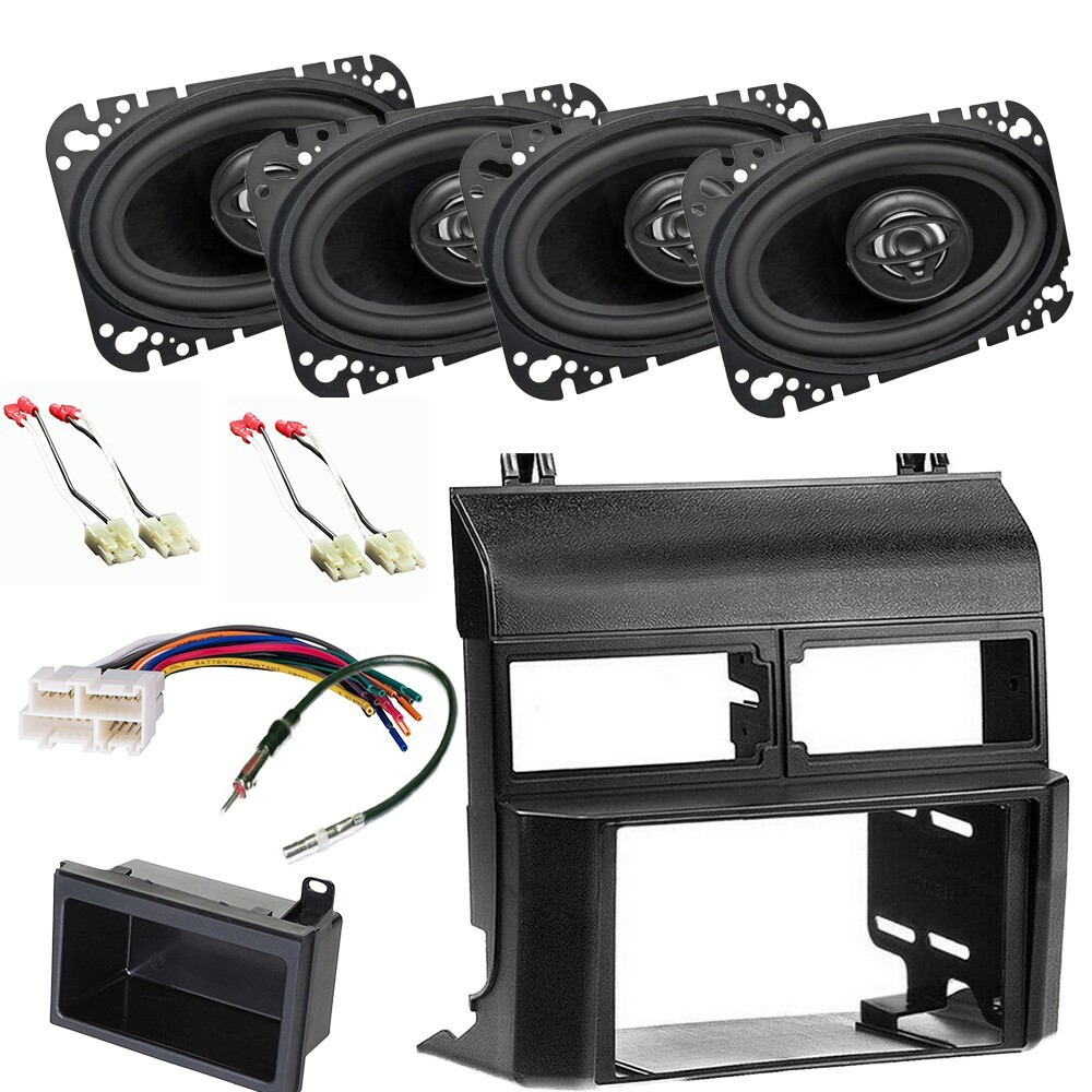 4) 250WATT 4×6″ Speakers + Double DIN Radio Install kit For 1988-94 GM C/K 1500