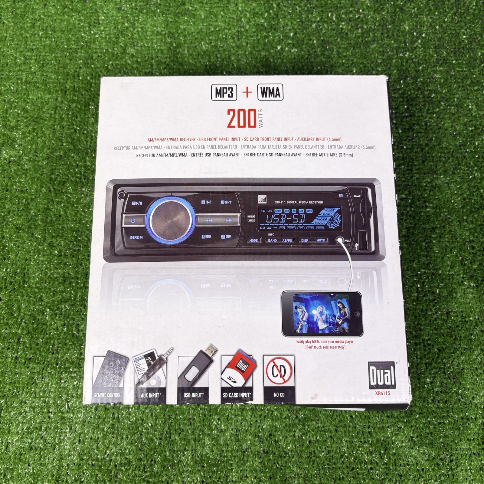 Car Radio Head Unit MP3+WMA DUAL XR4115 200 WATTS Remote, AUX, USB, SD – No CD
