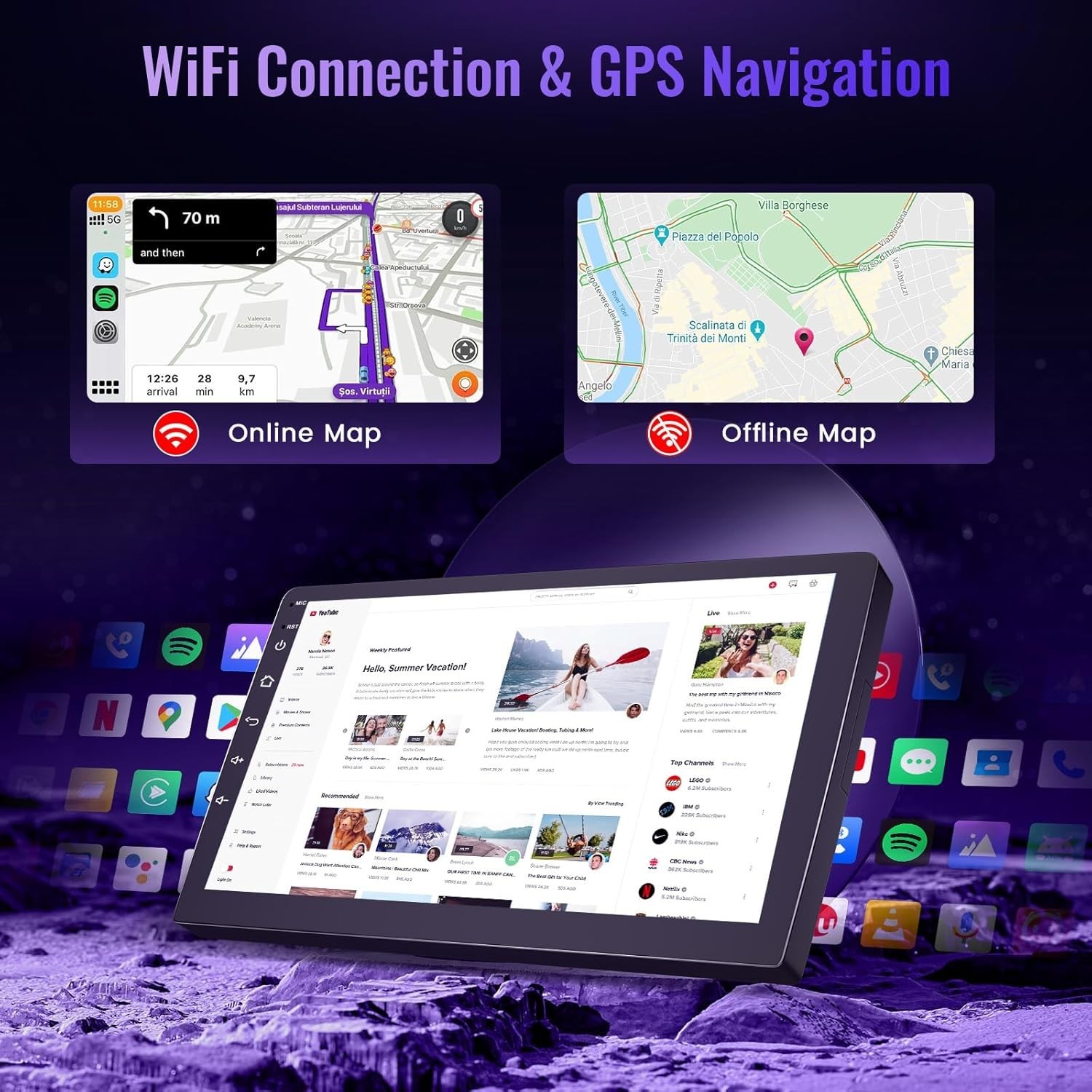 9″ Qualcomm 8Core 4+64G Android Auto Carplay for Toyota Corolla 2009-2013
