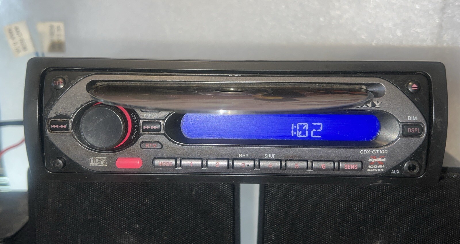 Sony CDX-GT100 CD Player In Dash Receiver 52×4 Sub Out Tested Harness Cage Trim