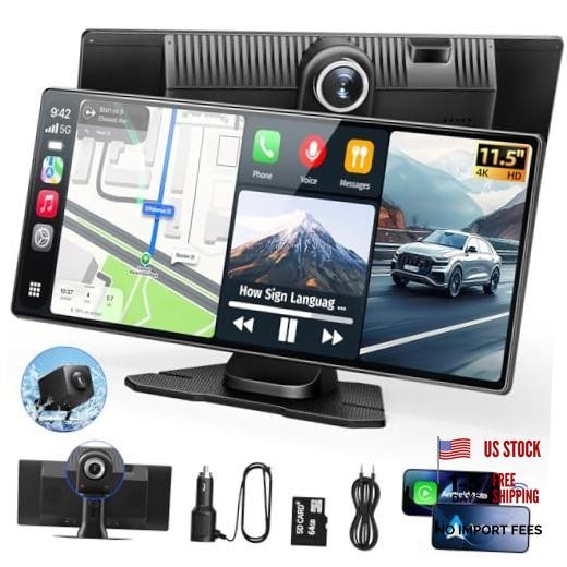 11.5″ Wireless Apple CarPlay Screen for Car, Portable Car Play & Android Auto