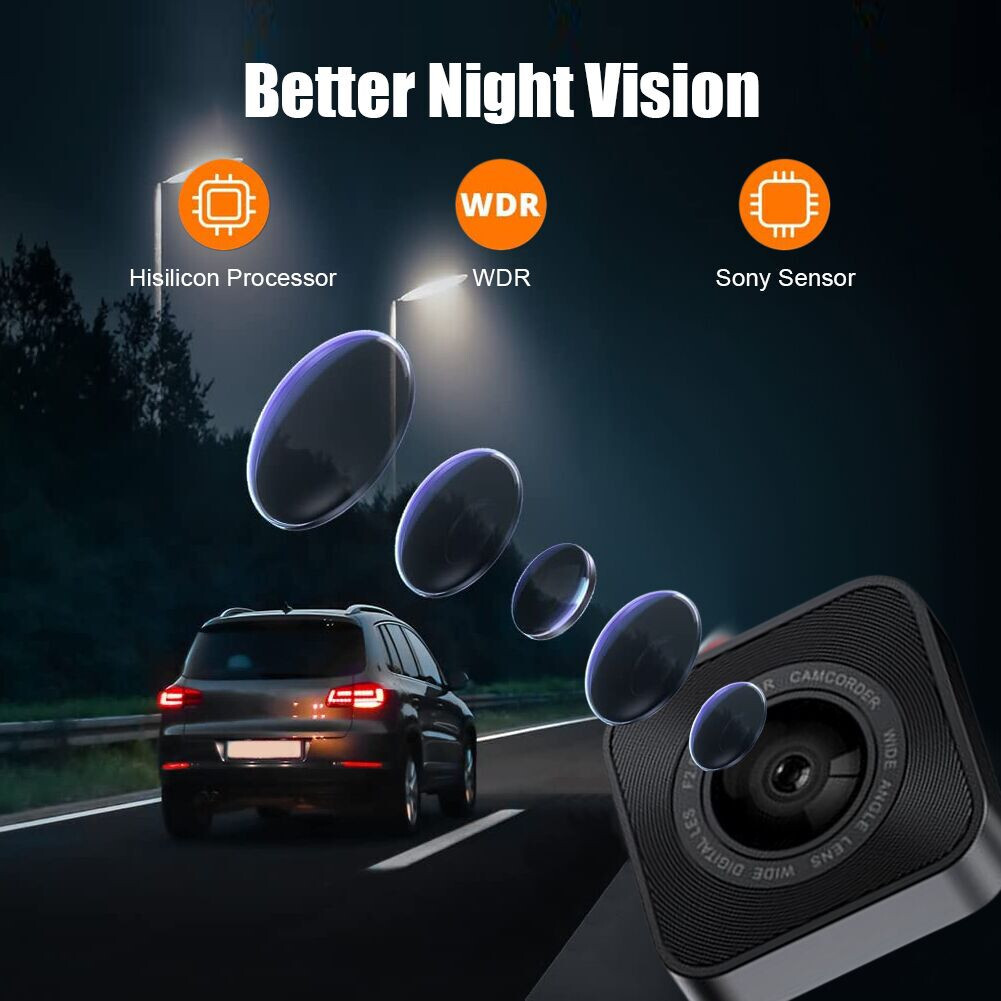 Car DVR Dual Lens Dash Cam Recorder WiFi G-Sensor Front Rear Camera Camcorder