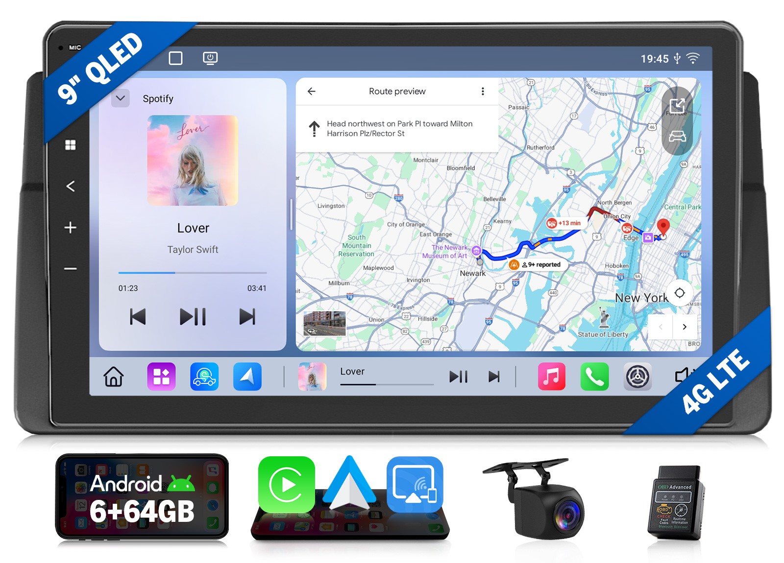 Android 13 9″ QLED 6+64 Car Stereo for BMW E46 325i 330i M3 Wireless CarPlay SWC