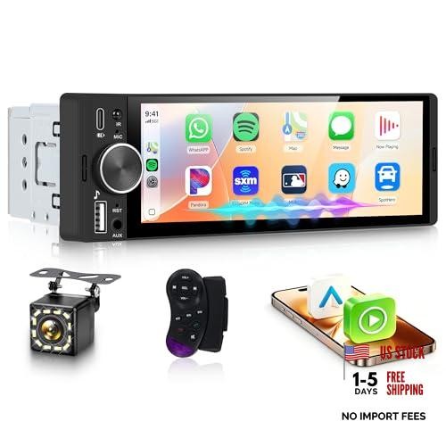 Single DIN Wireless Car Stereo with Wireless CarPlay & Android Auto, 6.28″ in