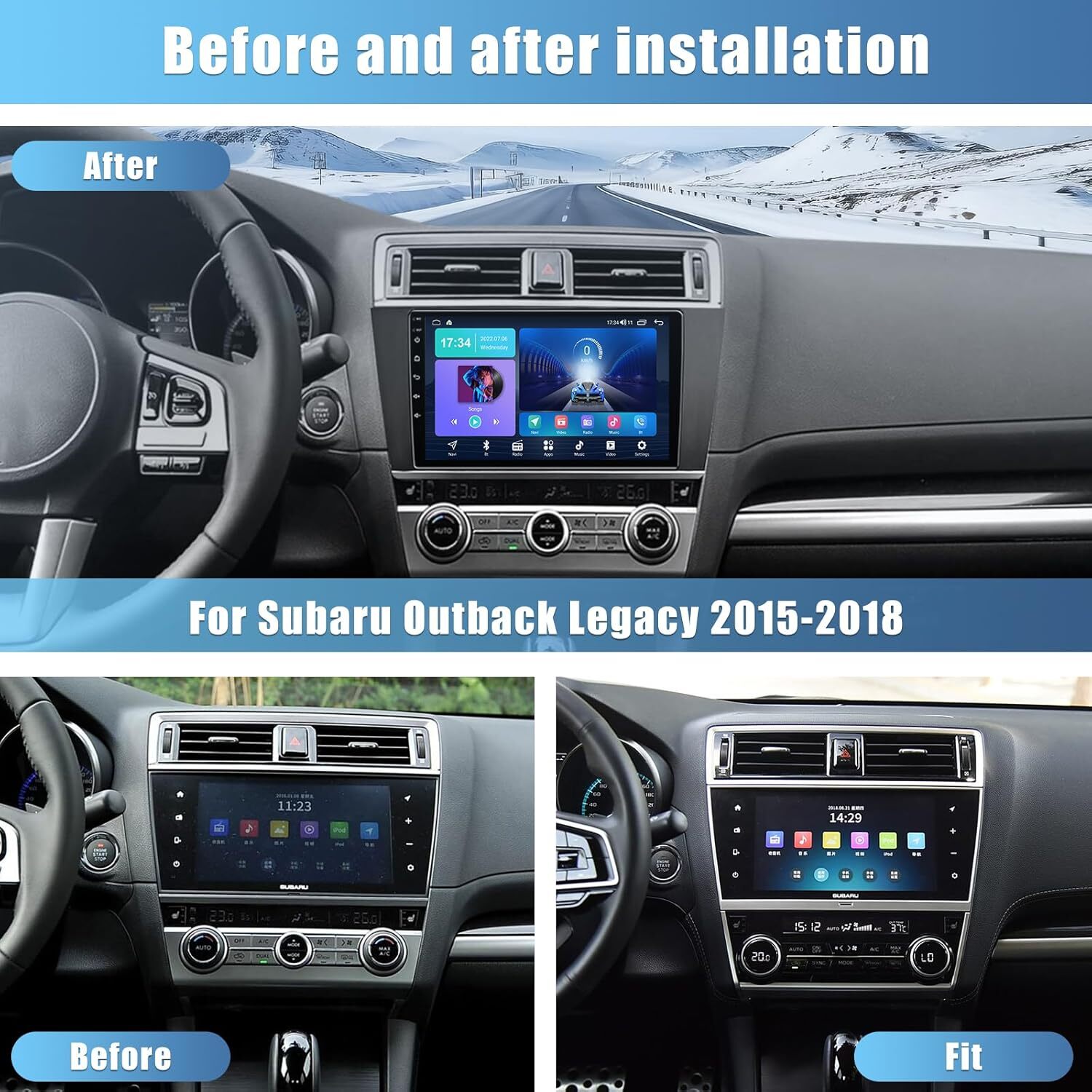32G 1280*800 Car Radio Stereo Navi Carplay For Subaru Legacy Outback 2015-2018