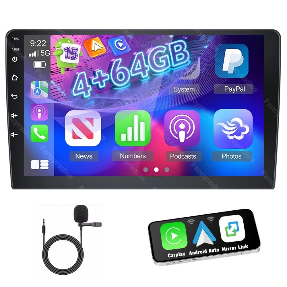 10.1″ Touch Screen Car Radio Stereo Apple Carplay Android 15 GPS NAVI Bluetooth