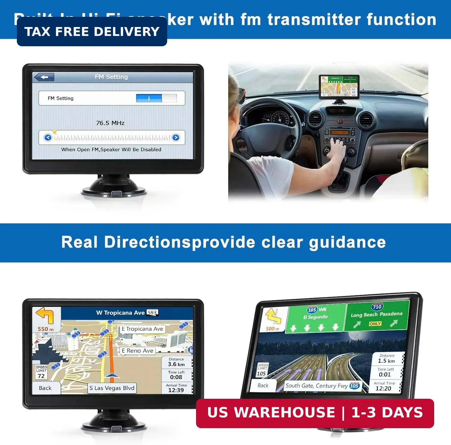GPS Navigator for Car Truck RV, Latest 2025 Map, 7 inch Touch Screen Real Voice