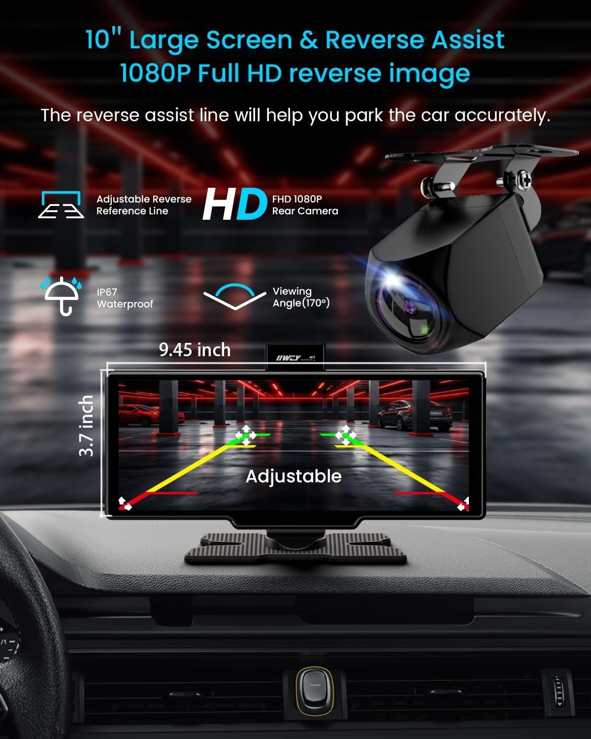 Portable Apple Carplay Screen 10″ Car Stereo Wireless Android Auto Touch iK7