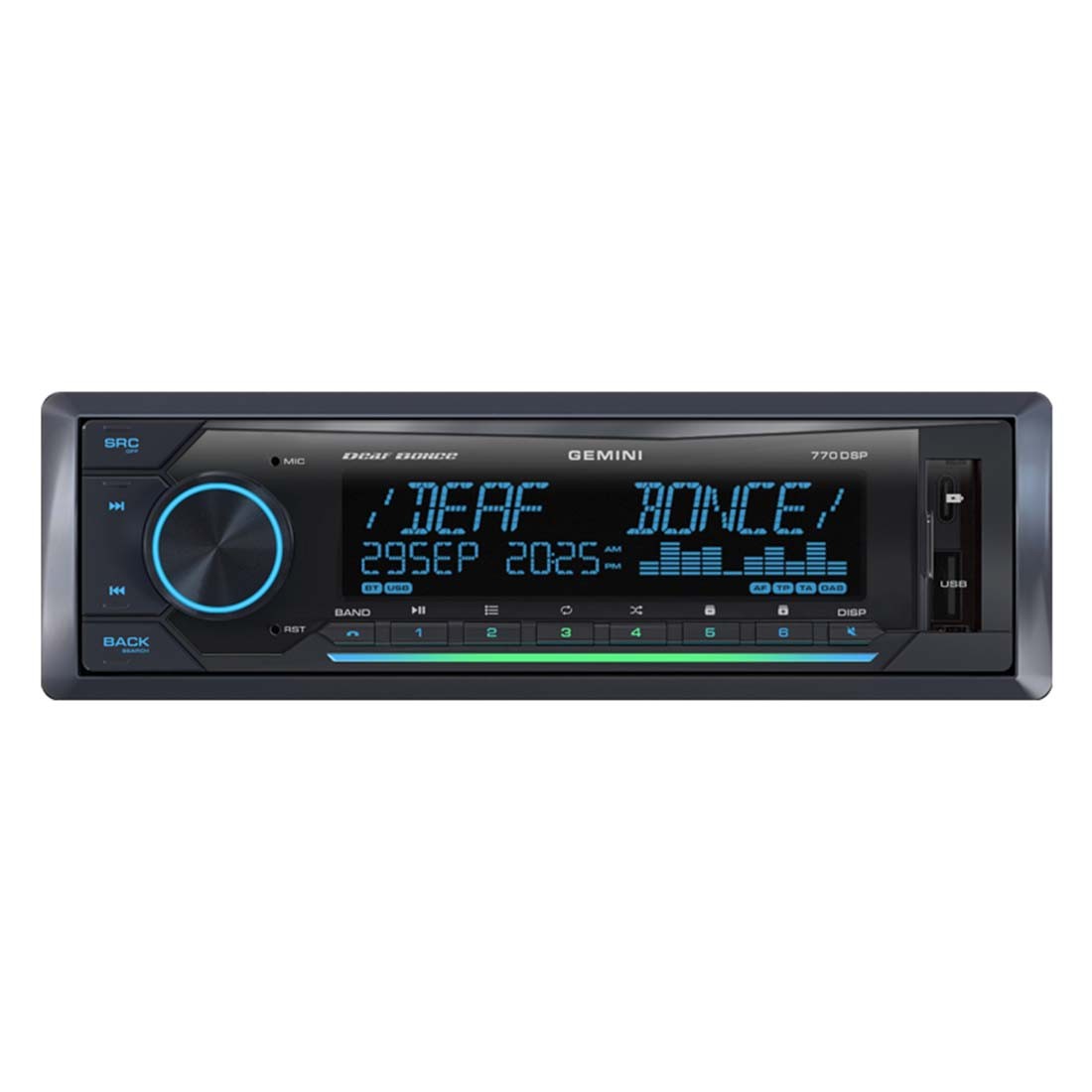 Deaf Bonce GEMINI 770DSP 1-DIN Bluetooth Digital Media Receiver w/ Built-in DSP