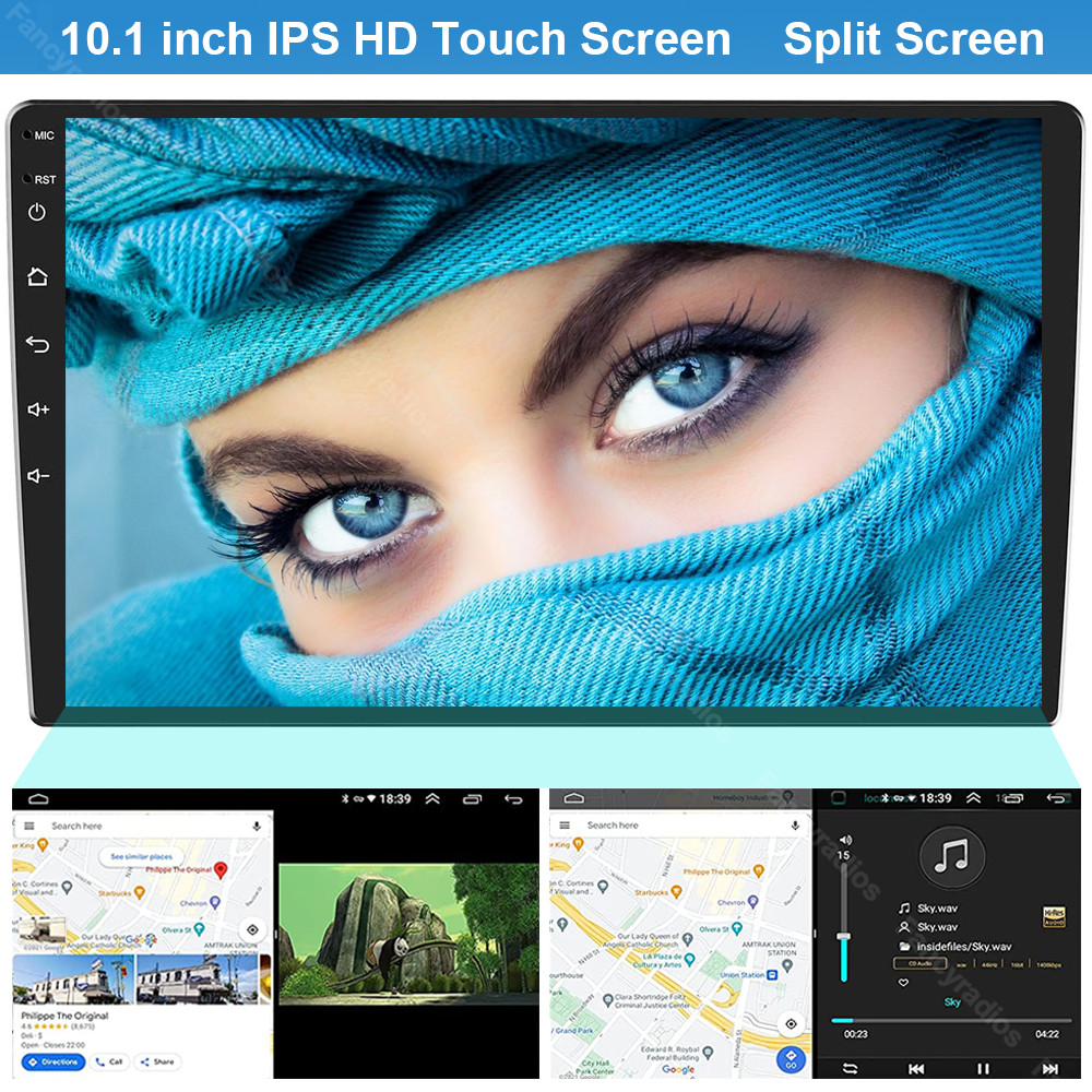 10.1″ Car Stereo 4+64GB Android 13 Double 2Din Apple CarPlay Auto Radio GPS Navi